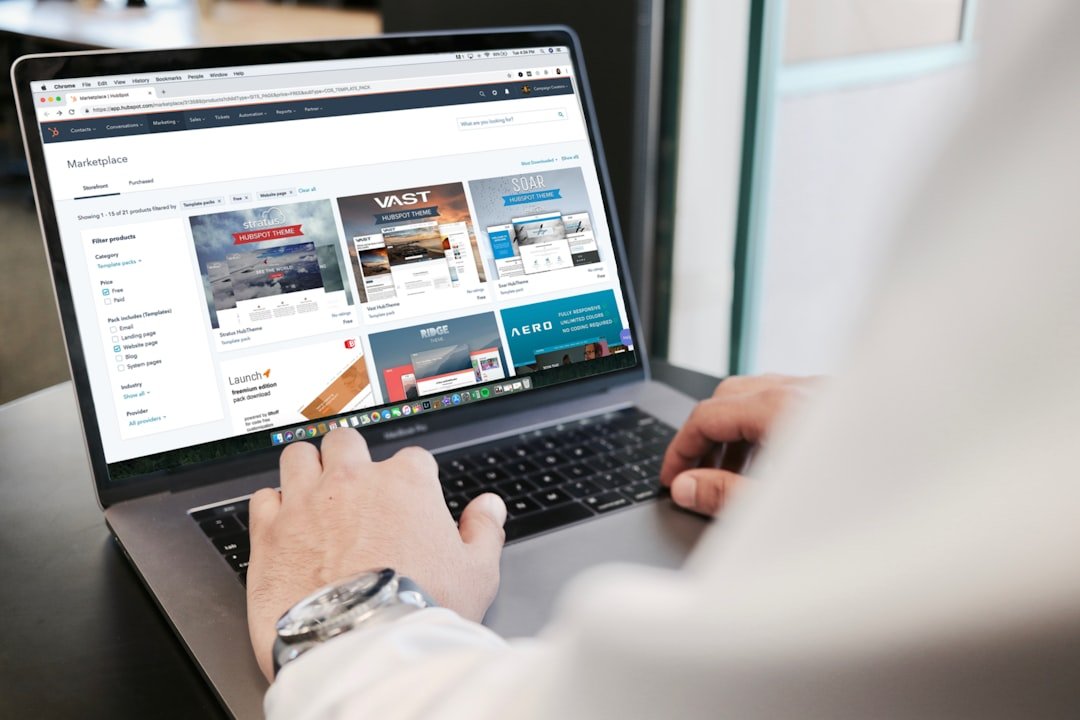 Business owner reviewing Google search results on a laptop